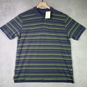 Katin Ian Polo Men's XL‎ Green Blue Striped 100% Cotton NWT